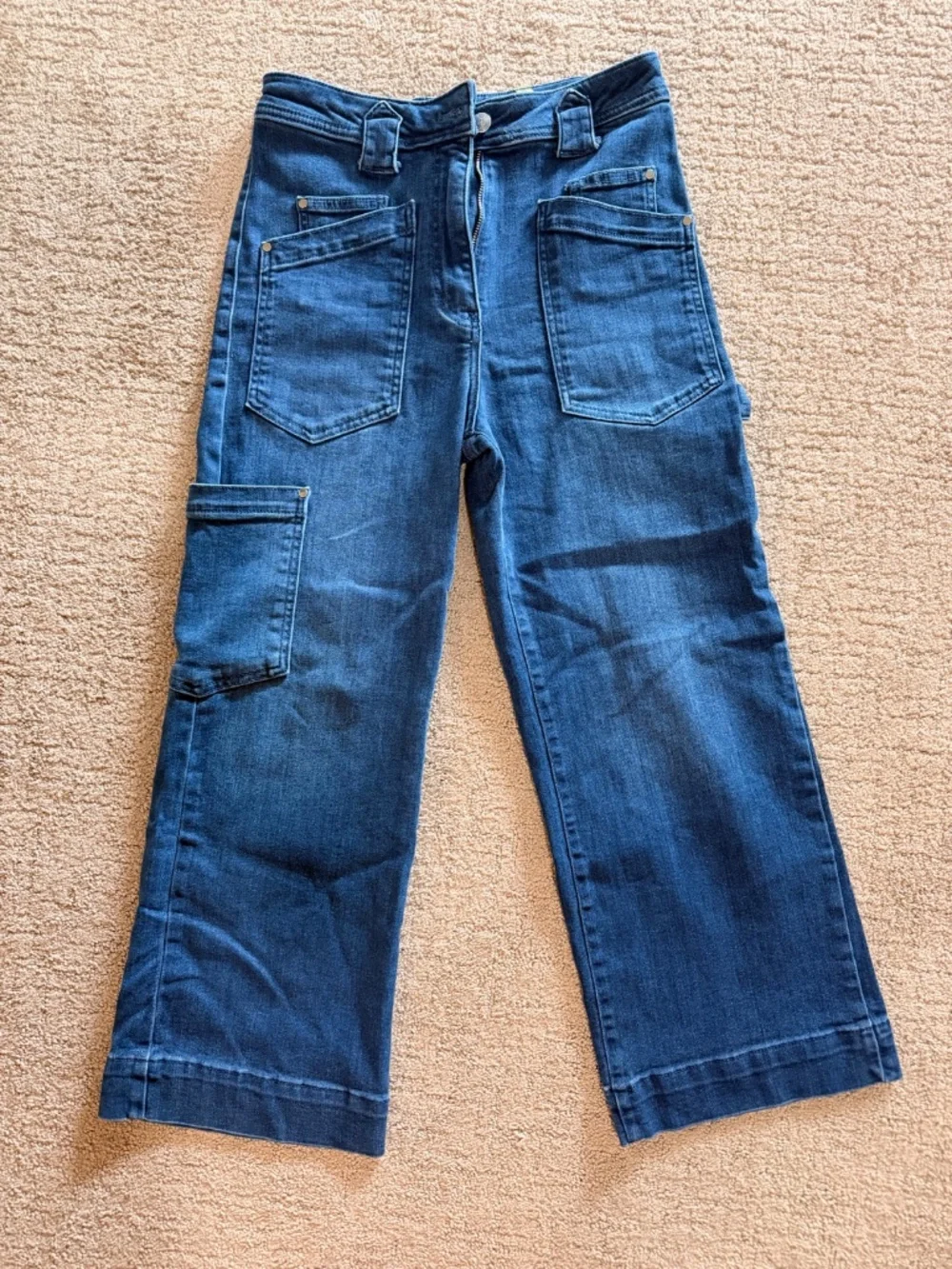 Maeve Anthropologie Gardener Carpenter High-Rise Crop Jeans | Blue | Size 28 - Picture 3 of 8
